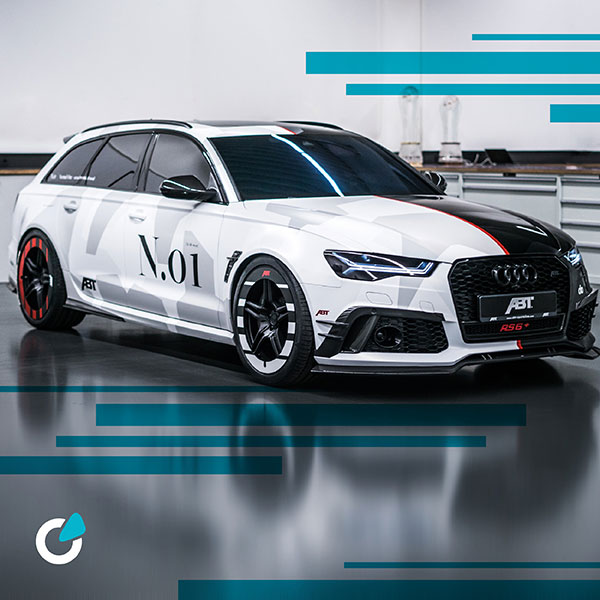 Audi RS6 Tuning Vollfolierung von SCEND Tuning mit Frontschürzen und ABT Felgen für Performance