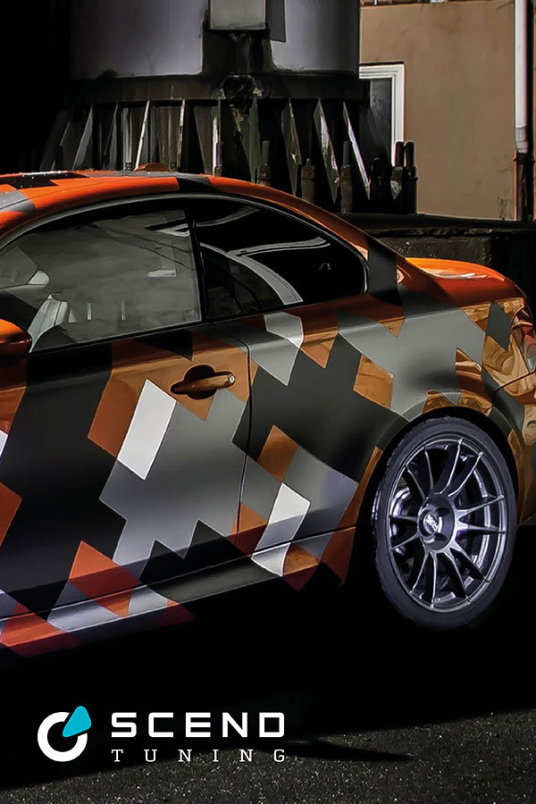 BMW Tuning Folierung von SCEND Tuning, Vollfolierung der sportlicher Stil mit ABT Felgen in Seitenansicht  