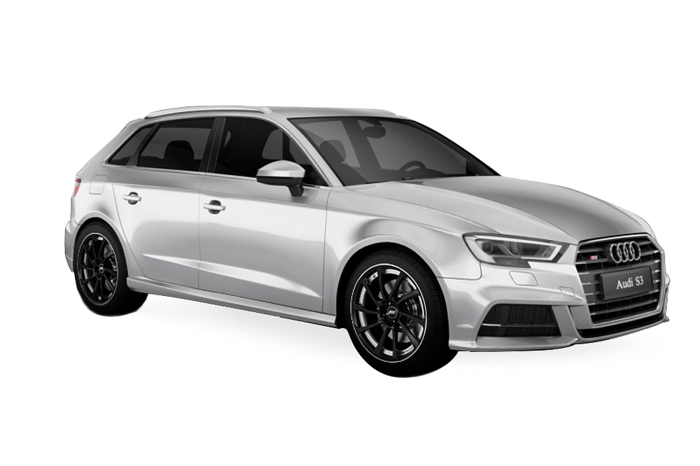 Silberner Audi S3 vor dem Fahrzeugtuning